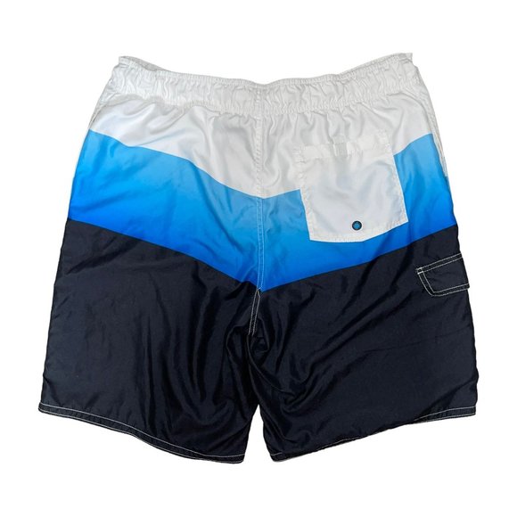 Ocean Pacific OP Swim Trunks Mens L 36 38 Blue Striped Mesh Pocket Logo Swimwear - Picture 5 of 9